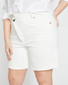 Katie High Rise Crossover Denim Shorts - White thumbnail 7