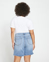 Katie High Rise Crossover Denim Shorts - Distressed Vintage Indigo Wash thumbnail 3