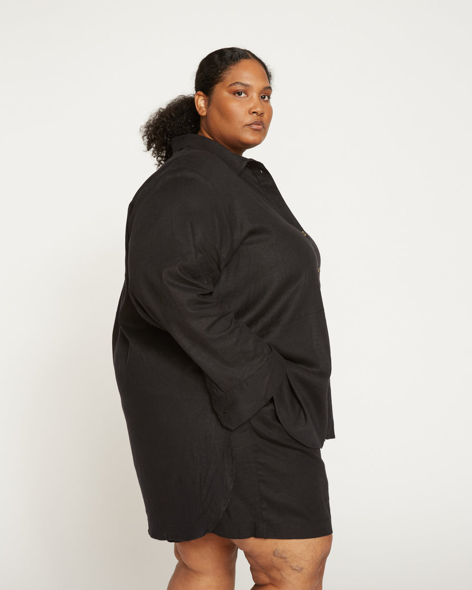 Dawn Linen Hi Low Tunic - Black Zoom image 6