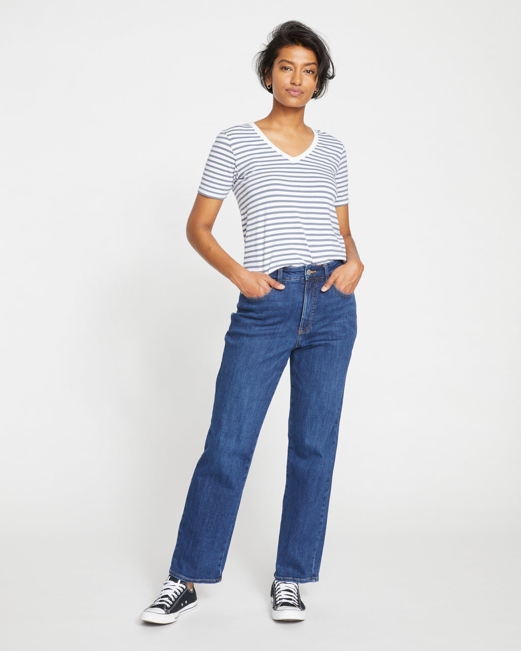 Whitney Super High Rise Seam Tapered Leg Jeans - Distressed Light