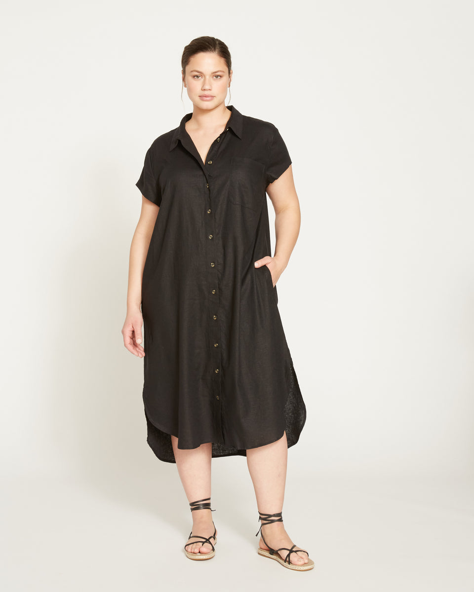 Dune Linen Shirtdress - Black Zoom image 0