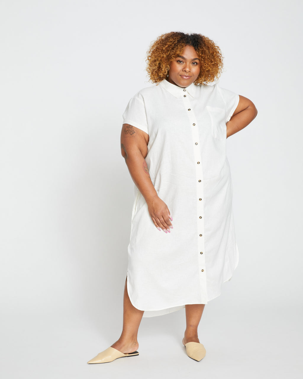 Dune Linen Shirtdress - White - image 0