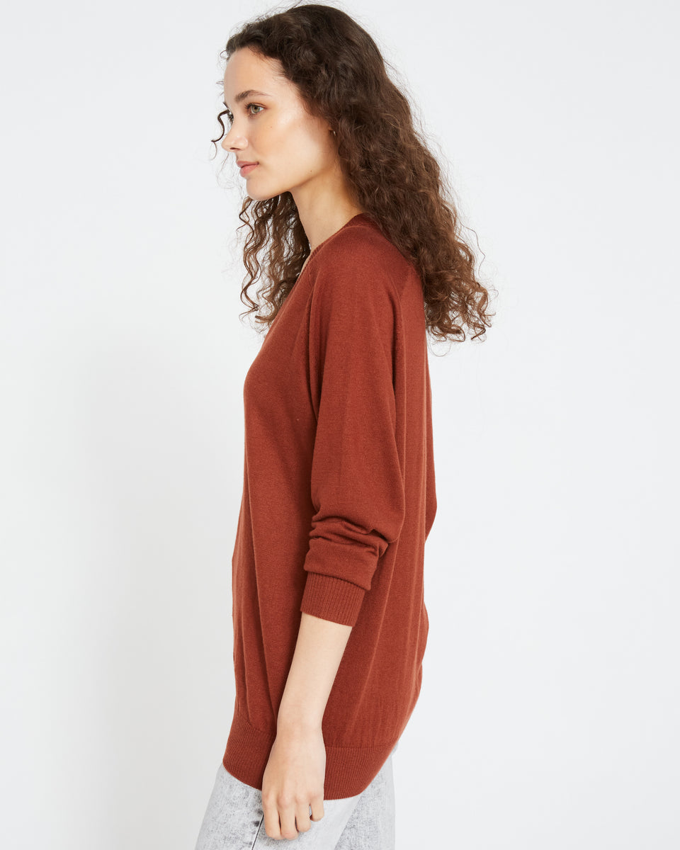 Eco Relaxed Core V Neck Sweater - Deep Caramel Zoom image 1