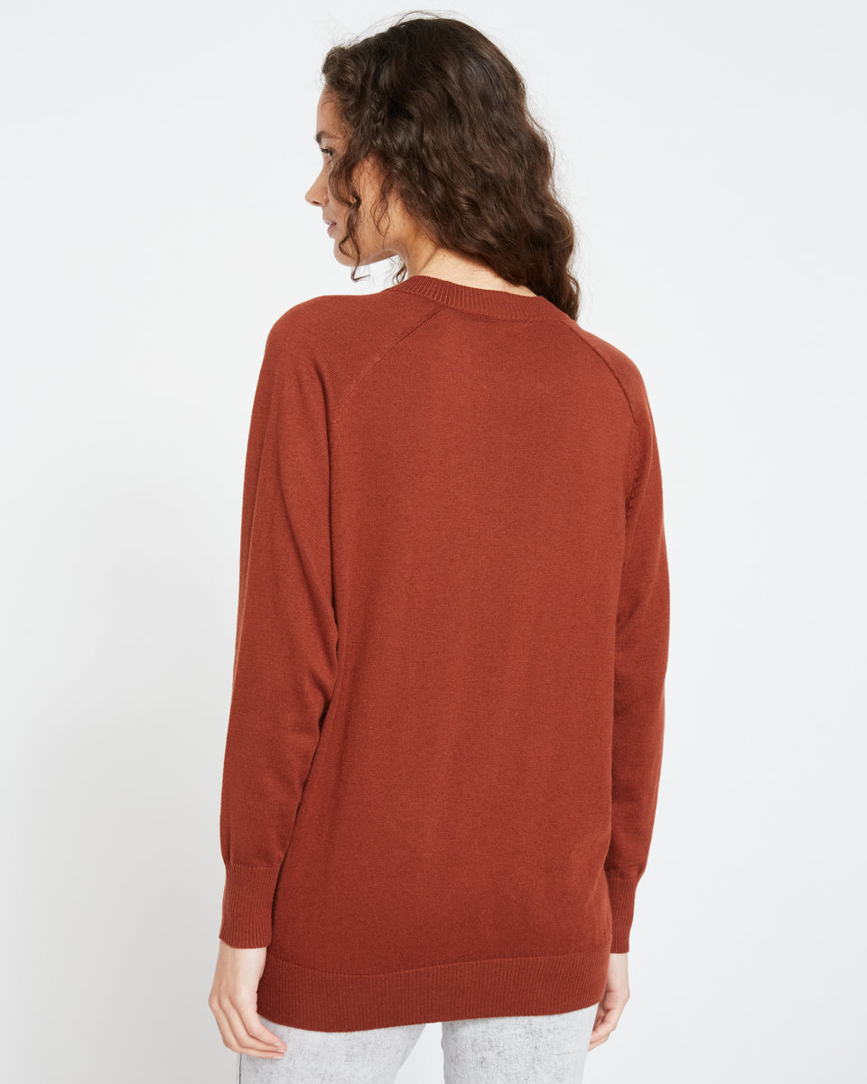 Eco Relaxed Core V Neck Sweater - Deep Caramel Zoom image 2