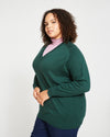 Eco Relaxed Core V Neck Sweater - Heather Forest thumbnail 2