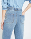 Elastic Waist Weekend Jeans - Distressed Washed Indigo thumbnail 1