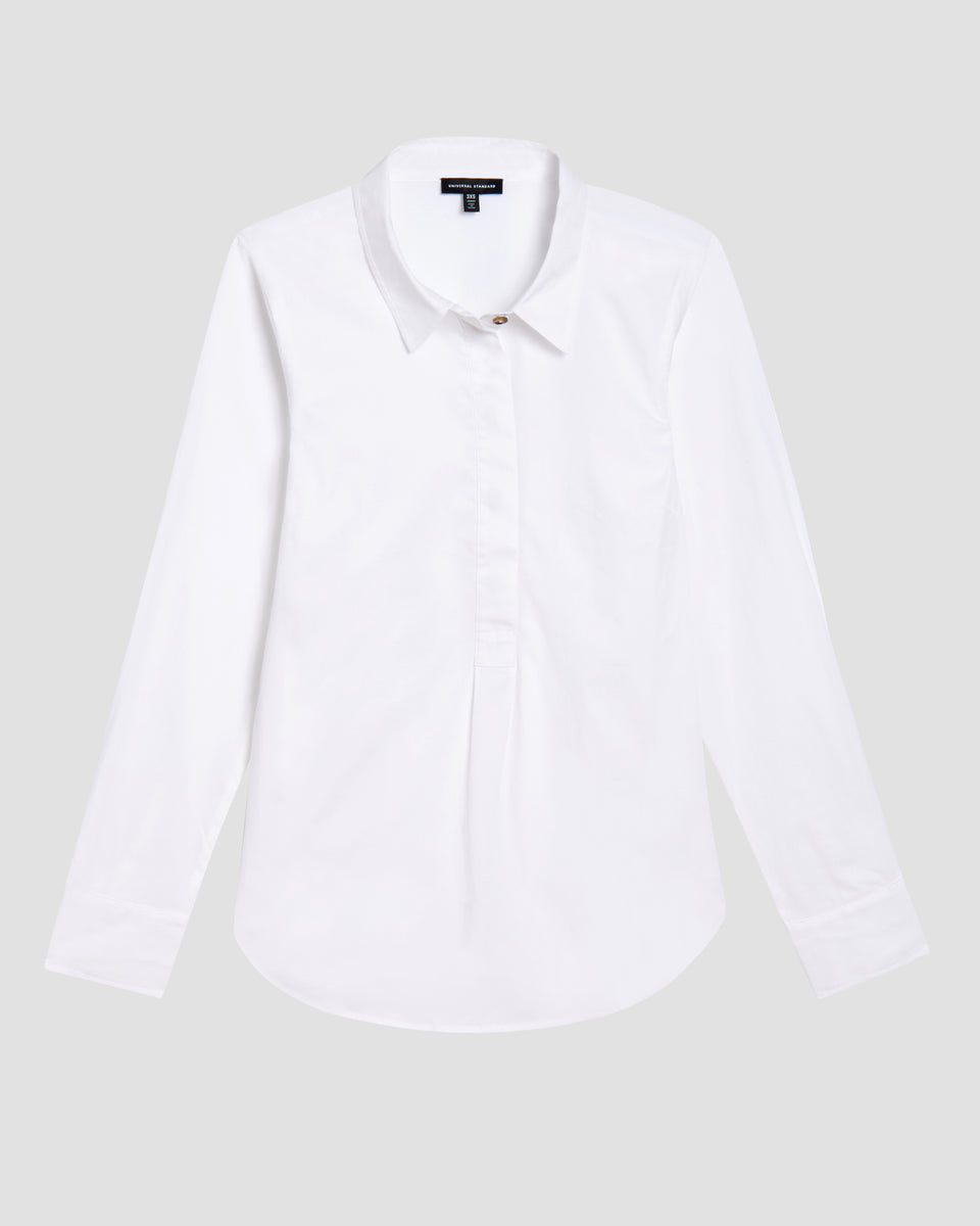 Elbe Popover Stretch Poplin Shirt Classic Fit - White Zoom image 1