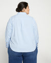 Elbe Popover Stretch Poplin Shirt Classic Fit - Blue/White Stripe thumbnail 2