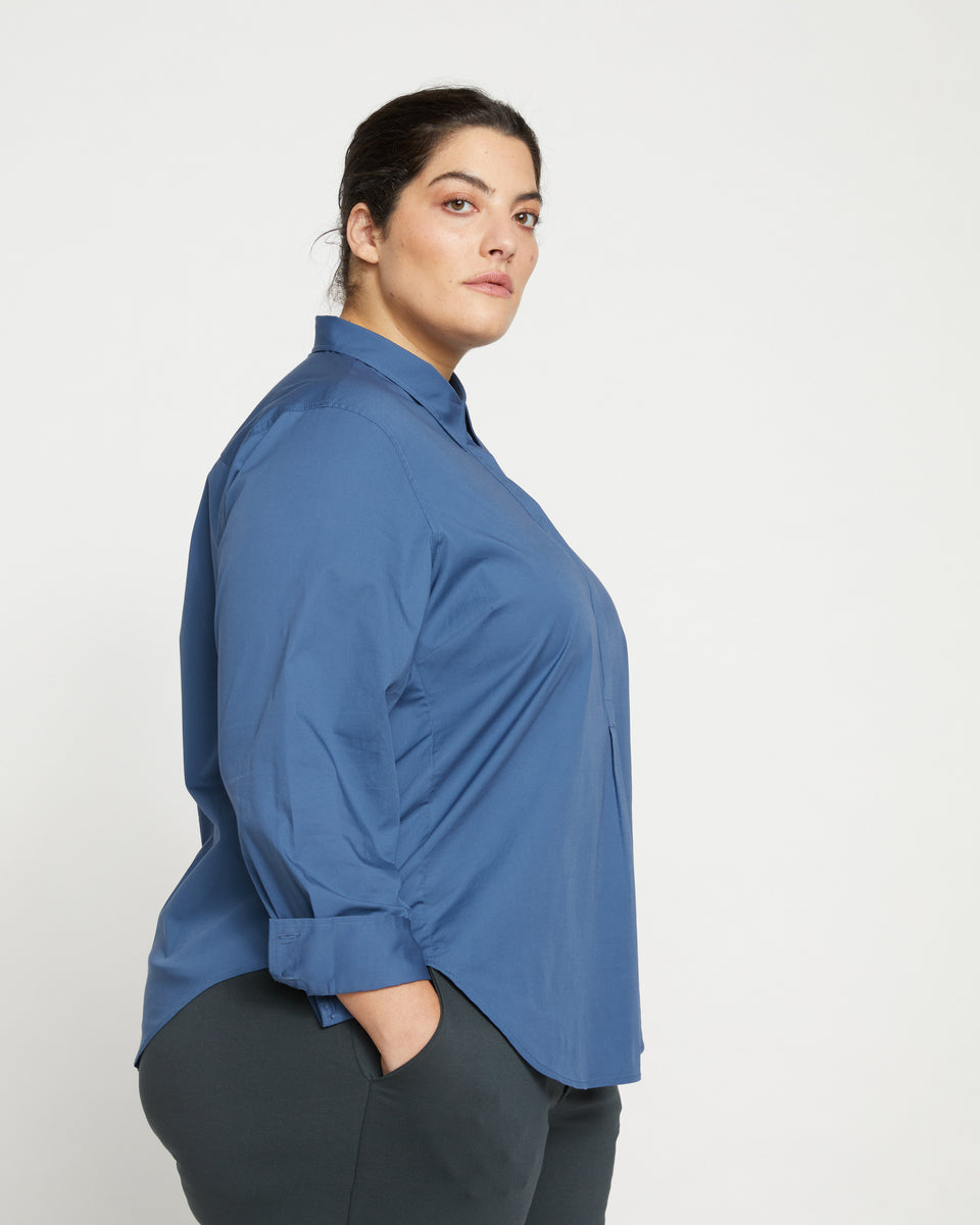 Elbe Popover Stretch Poplin Shirt Classic Fit - Bleu Scolaire Zoom image 2