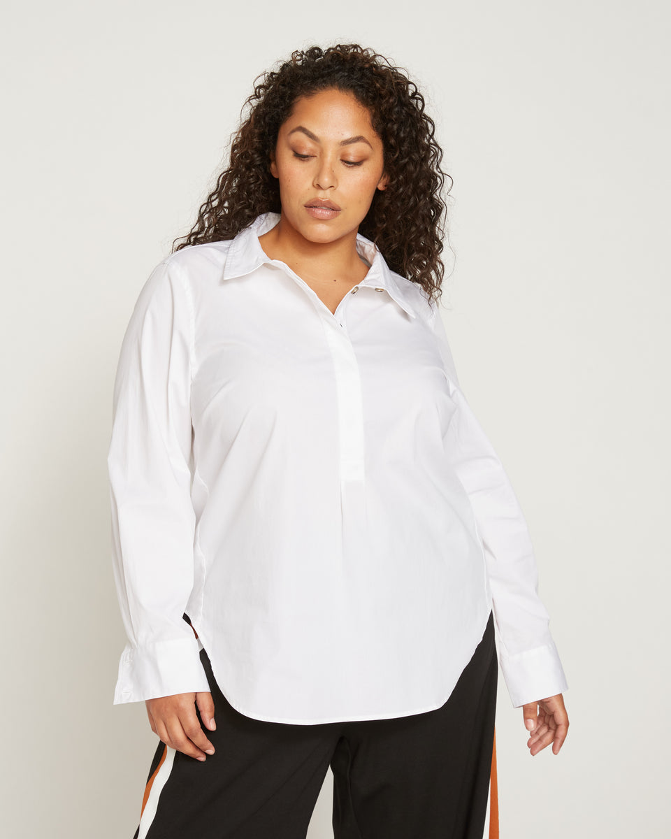 Elbe Popover Stretch Poplin Shirt Classic Fit - White Zoom image 2