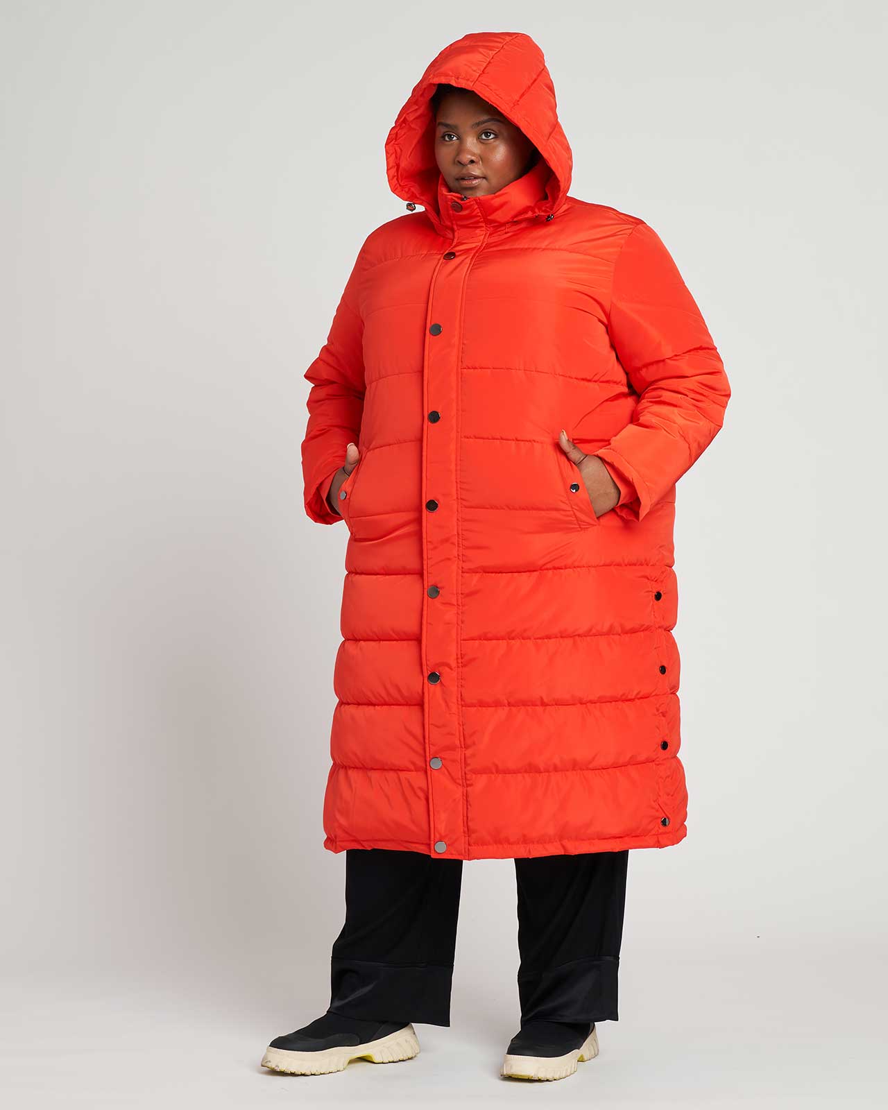 Everest Long Hooded Puffer - Electric Orange | Universal Standard
