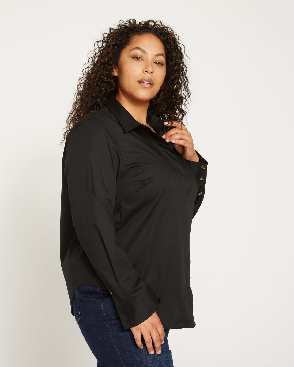 Elbe Stretch Poplin Shirt Classic Fit - Black Zoom image 4