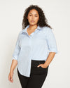 Elbe Stretch Poplin Shirt Classic Fit - Blue/White Stripe thumbnail 1