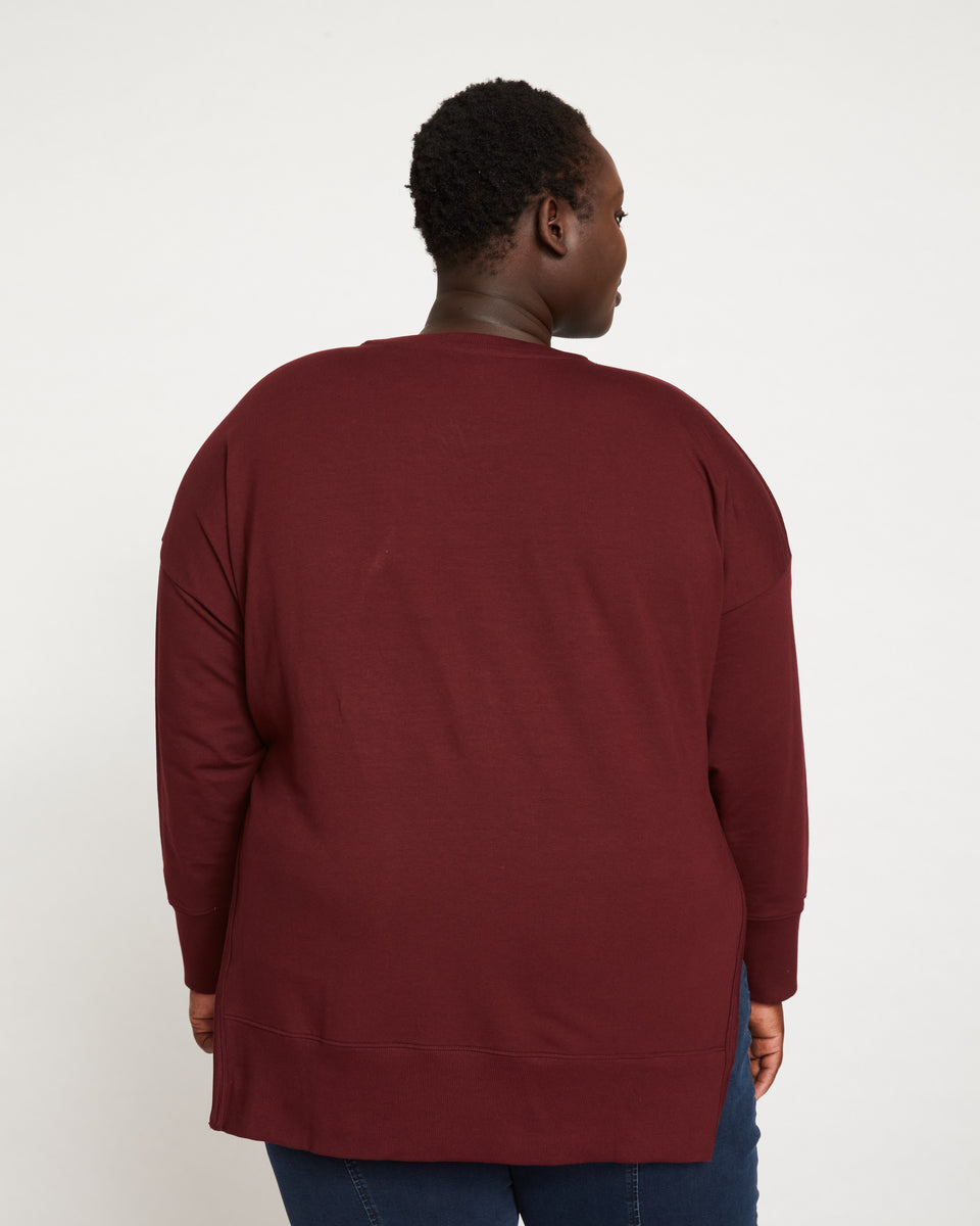 Classic Light Terry Open Side Sweatshirt - Black Cherry Zoom image 4