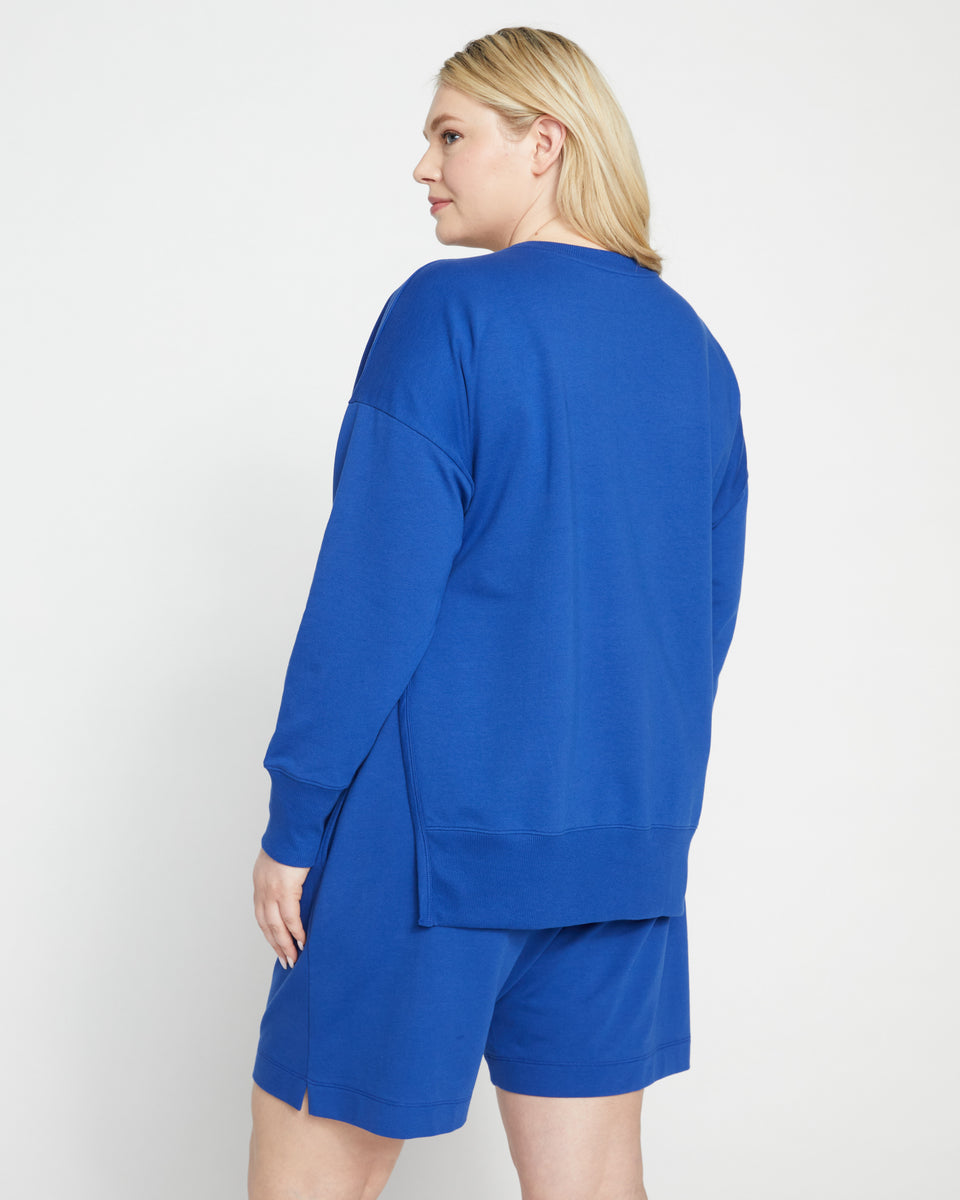 Classic Light Terry Open Side Sweatshirt - Lapis Zoom image 2