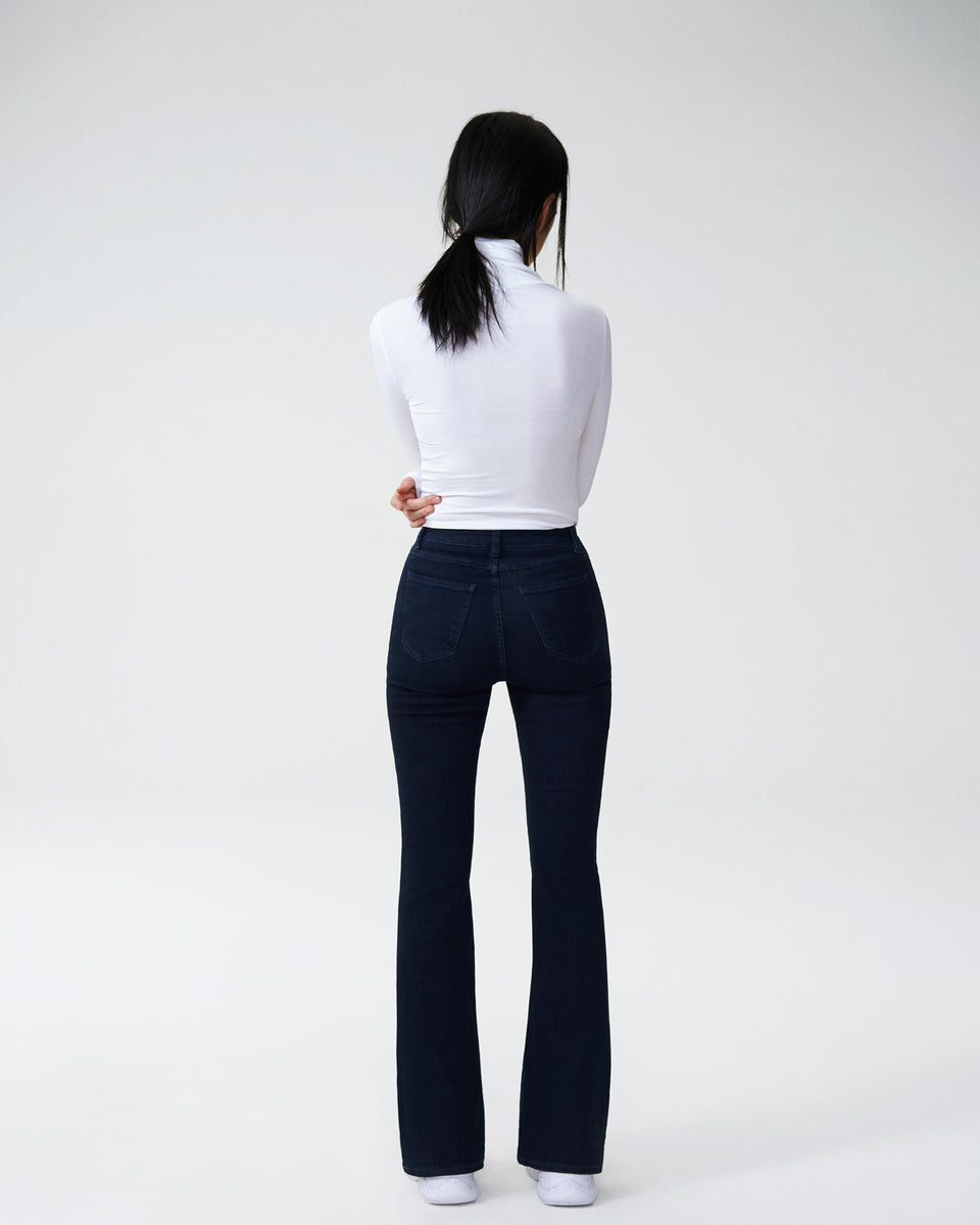 black high rise flare jeans