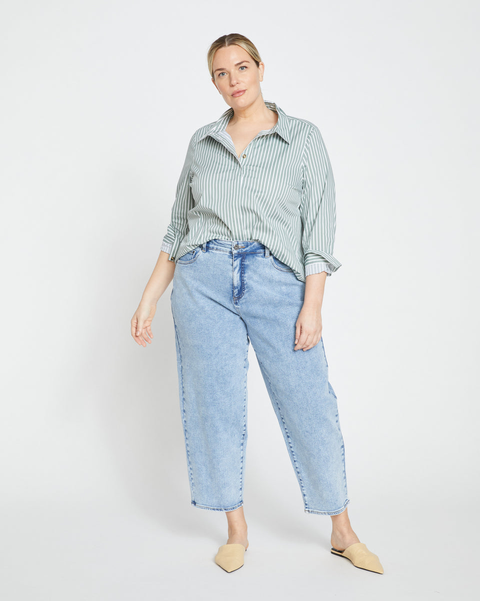 Elbe Stretch Poplin Shirt Classic Fit - Sage/White Zoom image 1