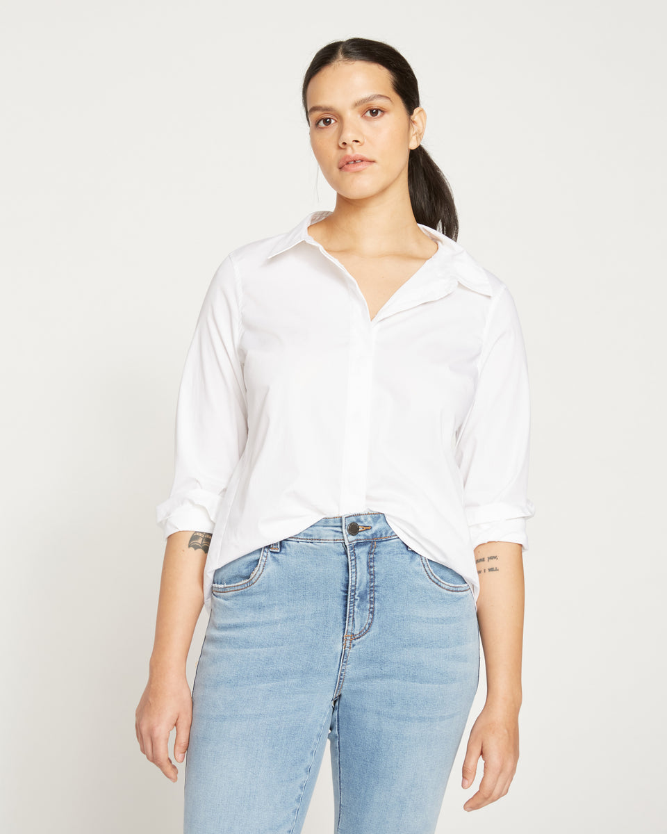 Elbe Stretch Poplin Shirt Classic Fit - White Zoom image 1