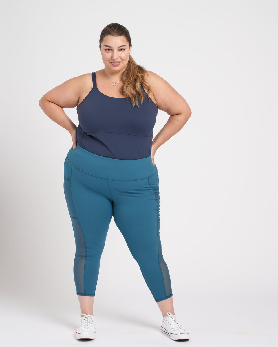 Gabby Cropped Mesh Legging - Deep Teal Zoom image 0