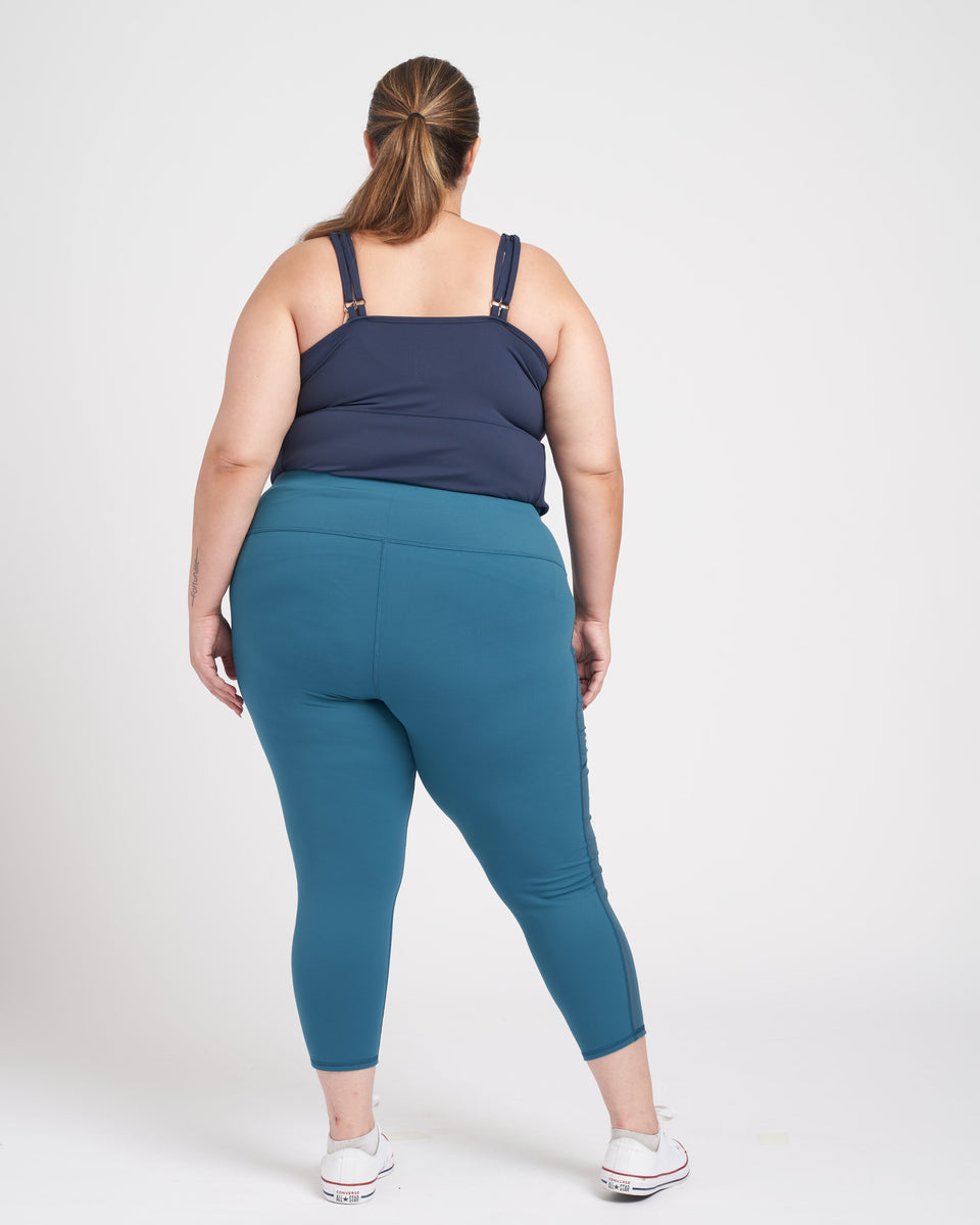 Gabby Cropped Mesh Legging - Deep Teal Zoom image 4