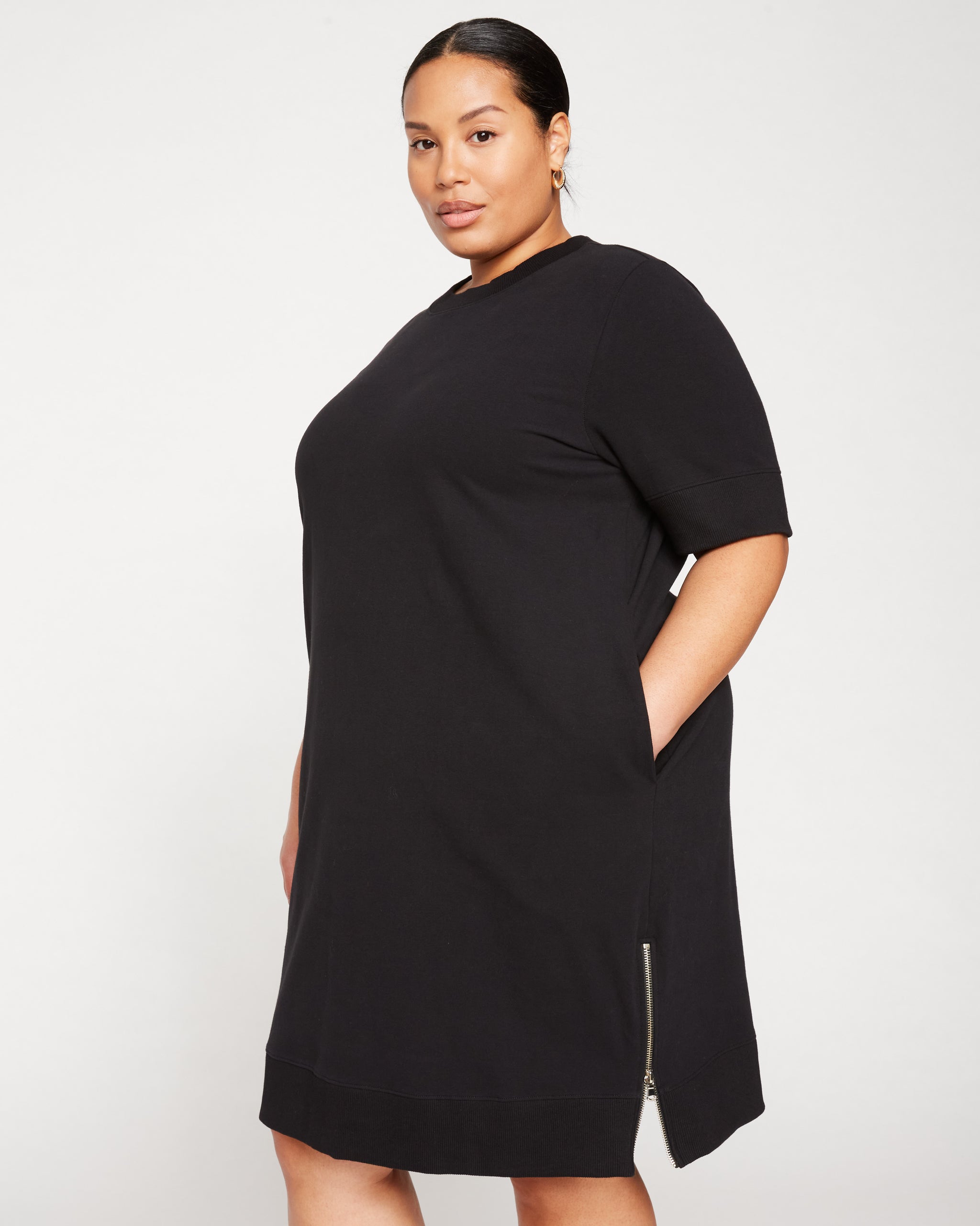 Grace Short Sleeve Sweatshirt Dress - Black | Universal Standard
