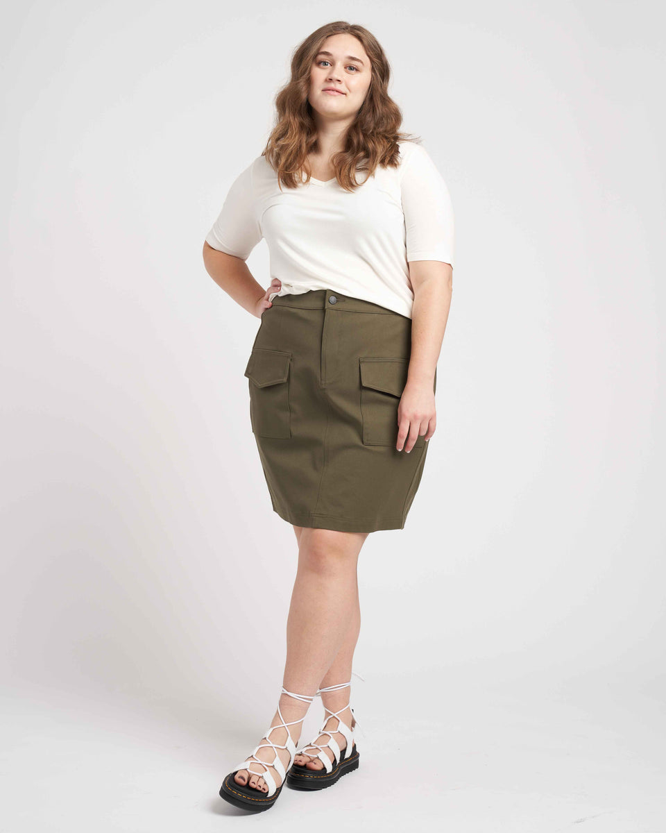 Harper Stretch Cotton Twill Cargo Skirt - Ivy Zoom image 2