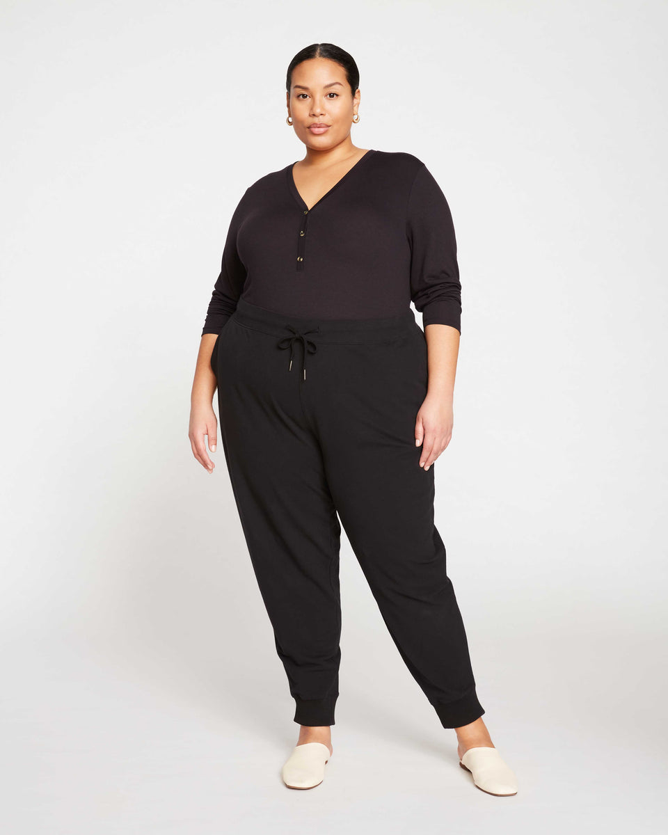 Peachy Terry Drawstring Jogger - Black Zoom image 0