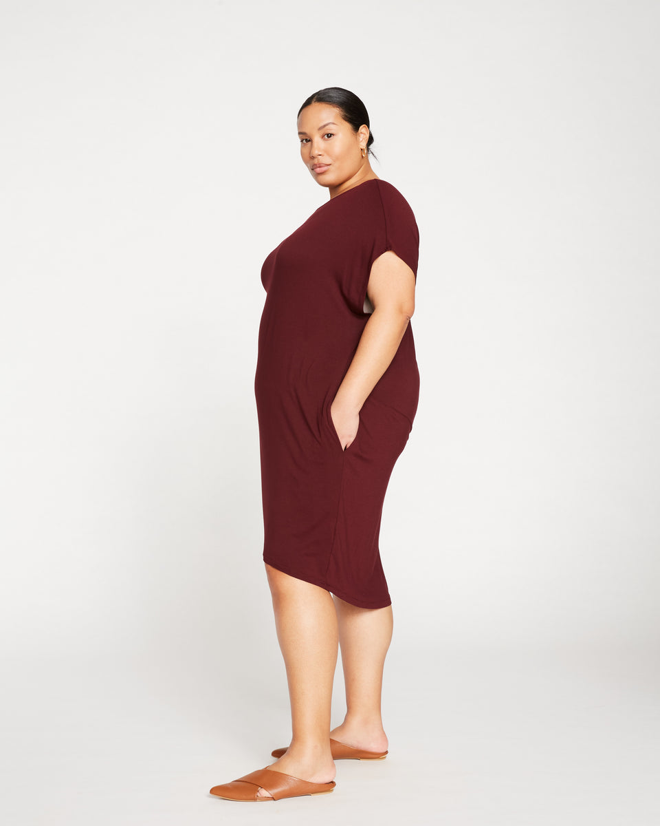 Helen Liquid Jersey Shift Dress - Black Cherry Zoom image 2