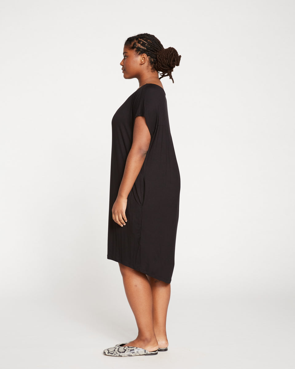 Helen Liquid Jersey Shift Dress - Black Zoom image 3