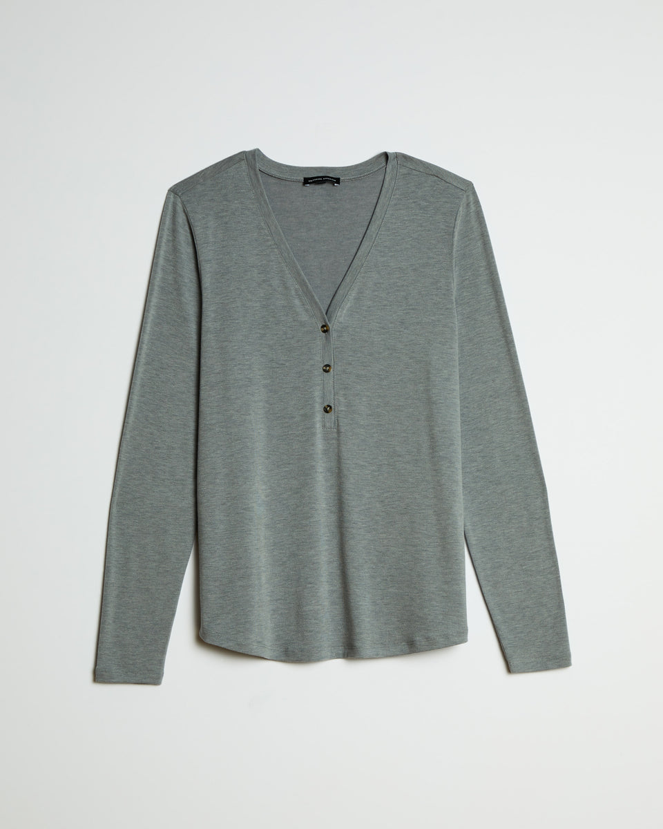 Layer Me Henley Tee - Grey Sky Zoom image 2