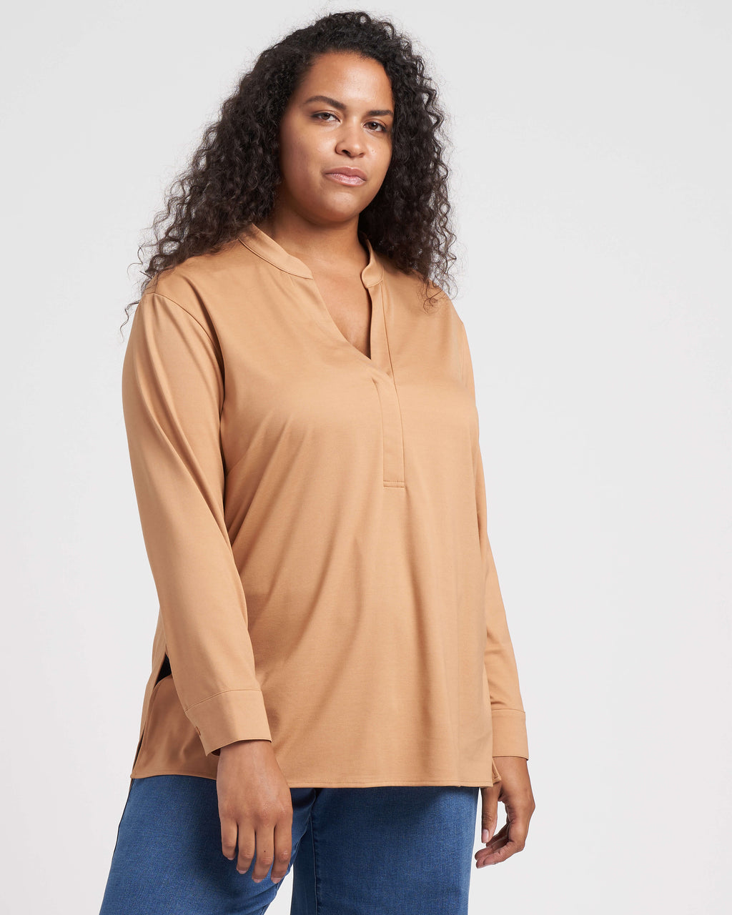 Groove High-Low Pique Tunic - Camel - image 0