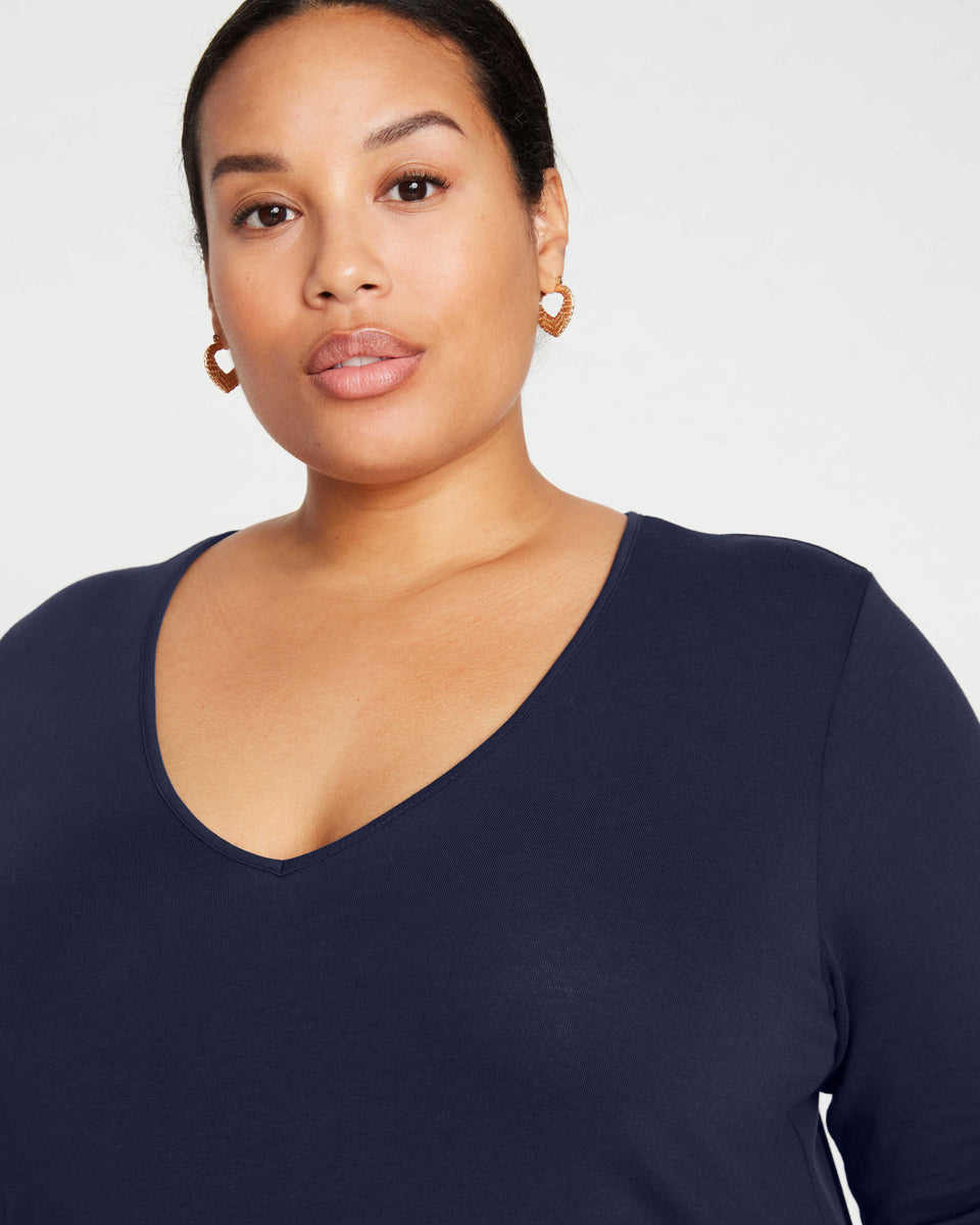 Iconic Long Sleeve V-Neck Geneva Dress - Midnight Zoom image 1