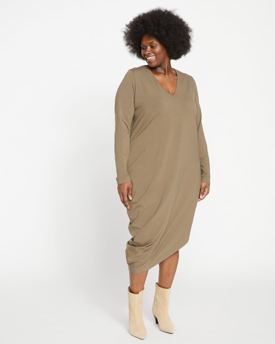 Iconic Long Sleeve V-Neck Geneva Dress - Crocodile Zoom image 0