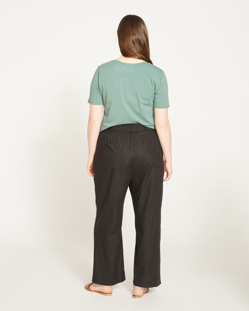 Iris Linen Easy Pull-On Pants - Black Zoom image 5
