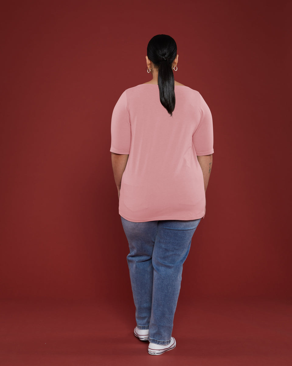 Bella Boatneck Tee - Rose Zoom image 3