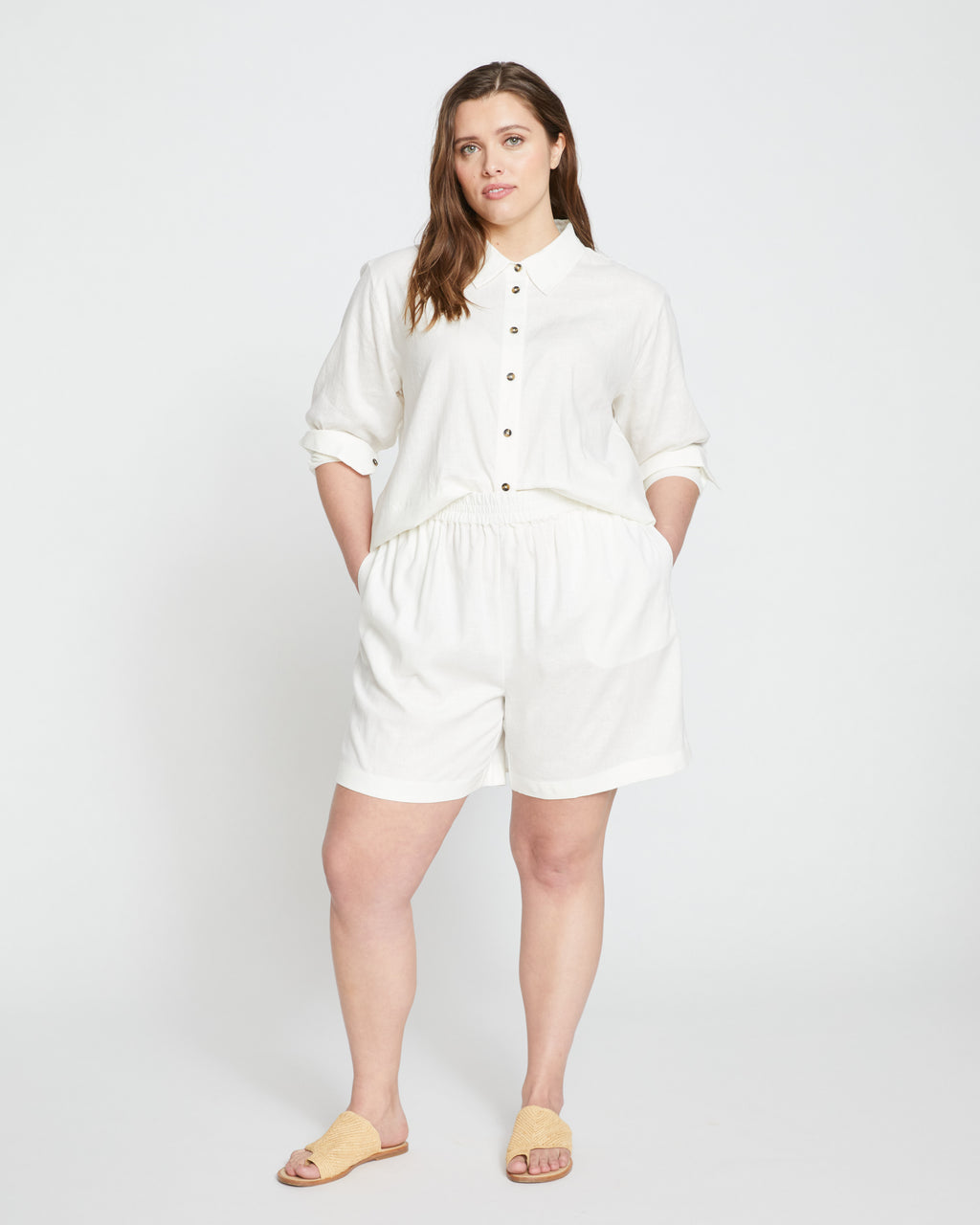 Juniper Linen Easy Pull-On Shorts - White - image 1