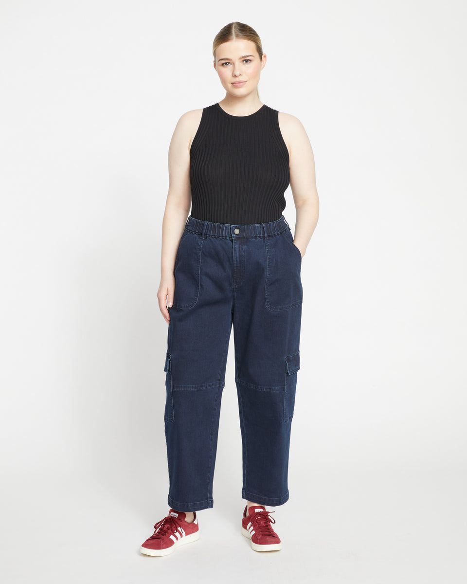 Karlee High Rise Cargo Jeans - Dark Indigo Zoom image 1