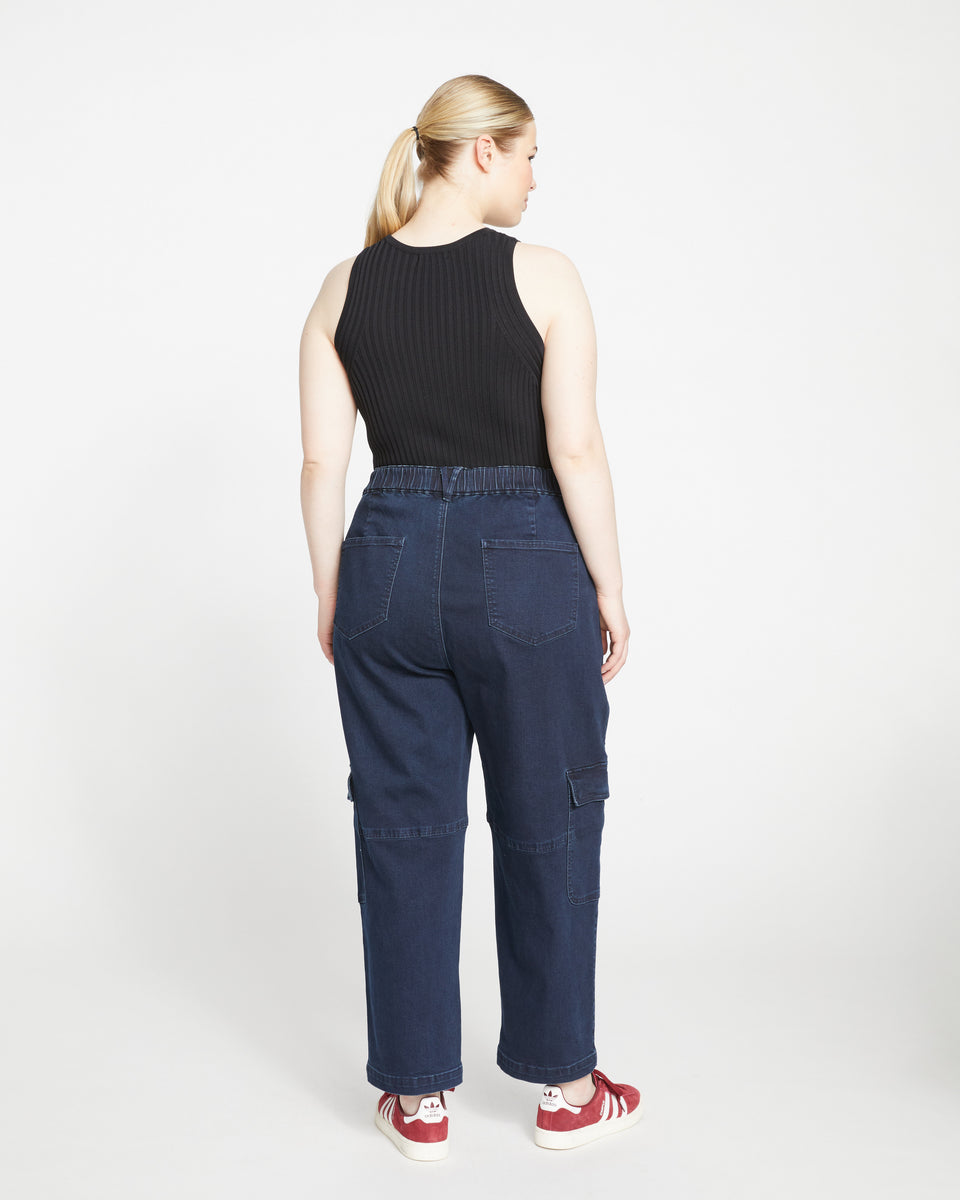 Karlee High Rise Cargo Jeans - Dark Indigo Zoom image 4