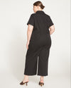 Kate Stretch Cotton Twill Jumpsuit - Black thumbnail 4