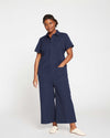 Kate Stretch Cotton Twill Jumpsuit - Navy thumbnail 0