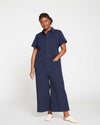 Kate Stretch Cotton Twill Jumpsuit - Navy thumbnail 1