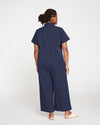 Kate Stretch Cotton Twill Jumpsuit - Navy thumbnail 3