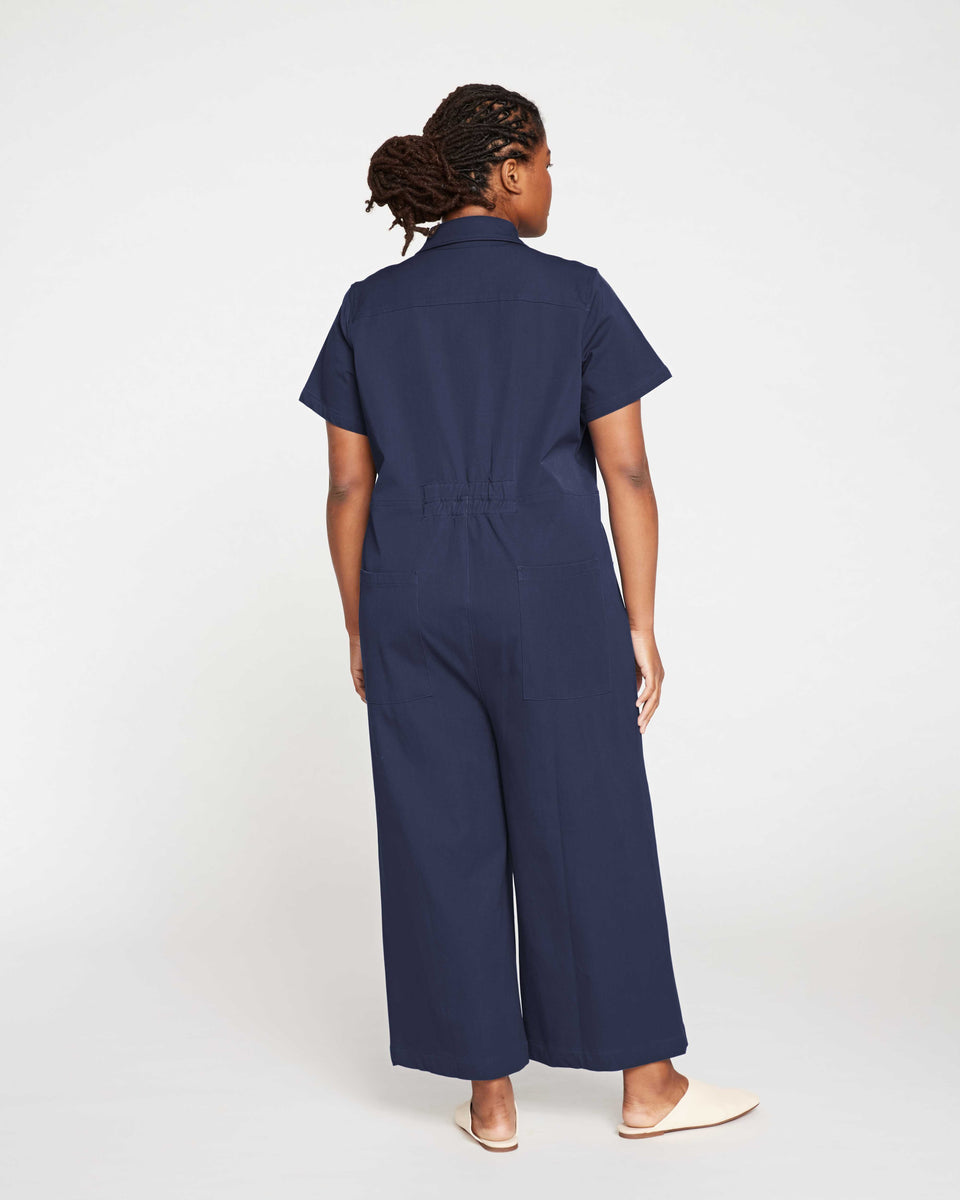 Kate Stretch Cotton Twill Jumpsuit - Navy Zoom image 3