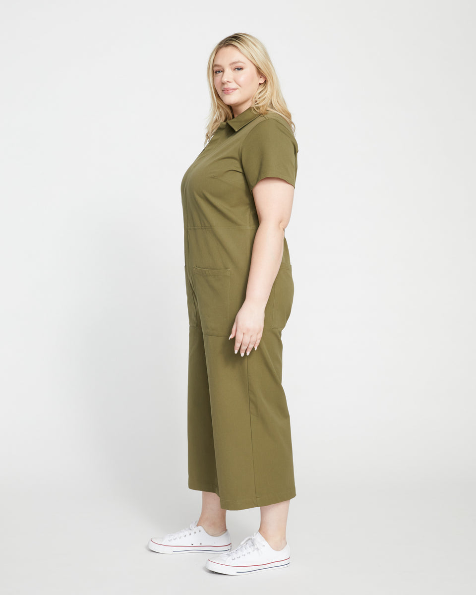 Kate Stretch Cotton Twill Jumpsuit - Ivy Zoom image 2