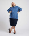 Dawn Linen Hi Low Tunic - Washed Indigo thumbnail 2