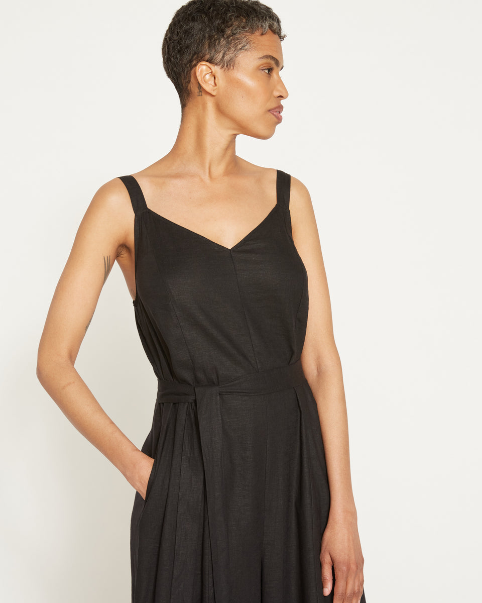 Promenade Linen Jumpsuit - Black Zoom image 4