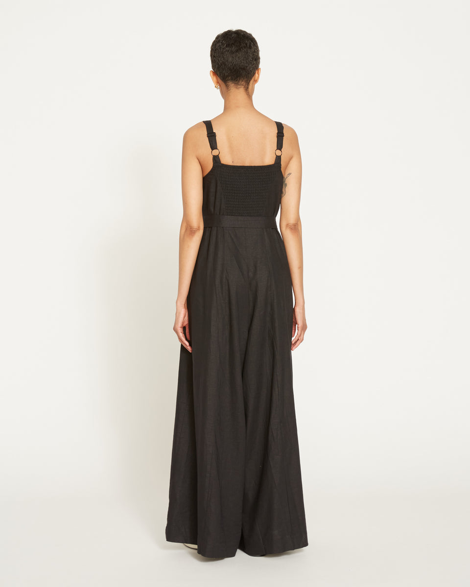 Promenade Linen Jumpsuit - Black Zoom image 6