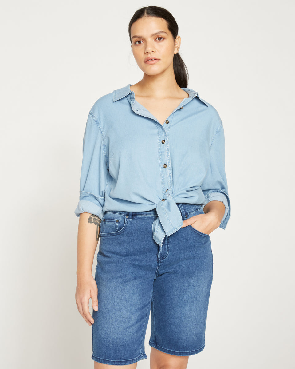 Perfect Tencel Chambray Button-Down Shirt - Pacific Zoom image 0