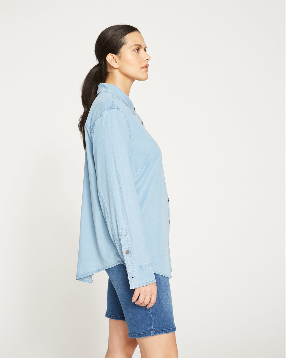 Perfect Tencel Chambray Button-Down Shirt - Pacific Zoom image 3
