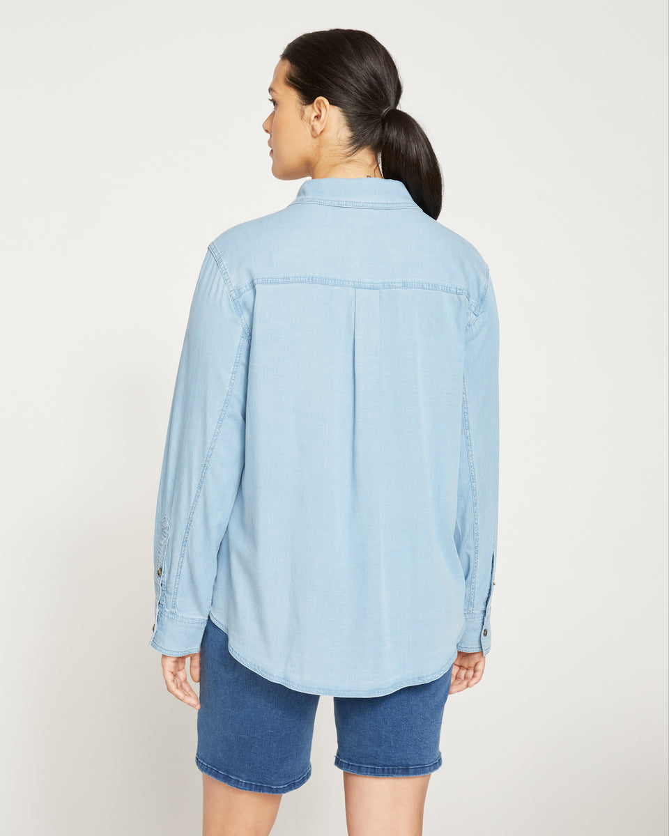 Perfect Tencel Chambray Button-Down Shirt - Pacific Zoom image 4